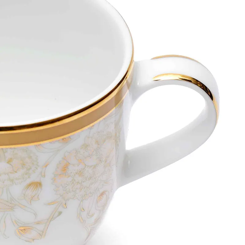Gilded Iris Pete 24k Gold Brushed Porcelain Coffee Mug (300 mL Each/Gold) - Set Of Six media 5