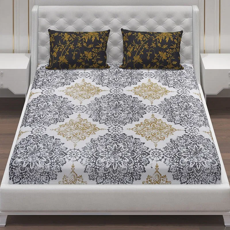 Monte Carlo Dio Mandala Cotton Bedsheet (Black,Yellow) - 104 TC media 4