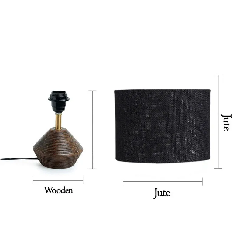 Yami Wooden Table Lamp With Jute Shade - Brown,Black media 5