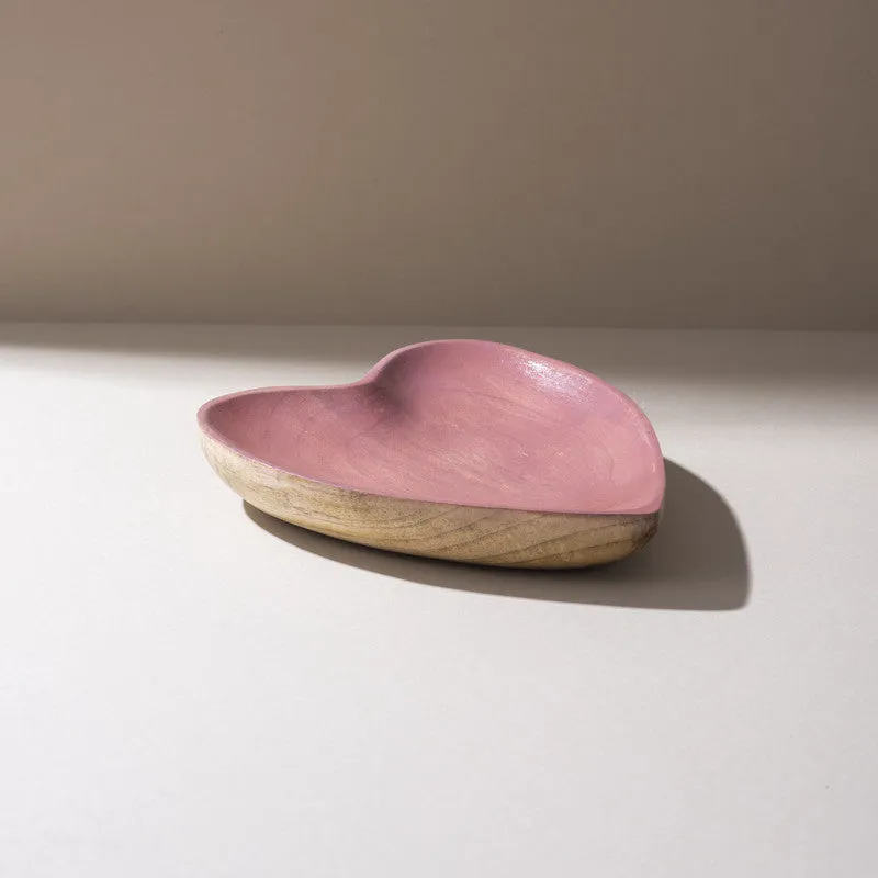 Heart Charm Handcrafted Mango Wood Platter media 1