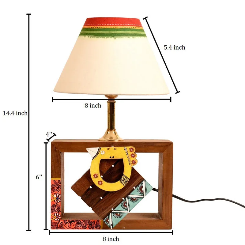 Amrita Handcrafted Wooden Table Lamp - Multicolor media 7