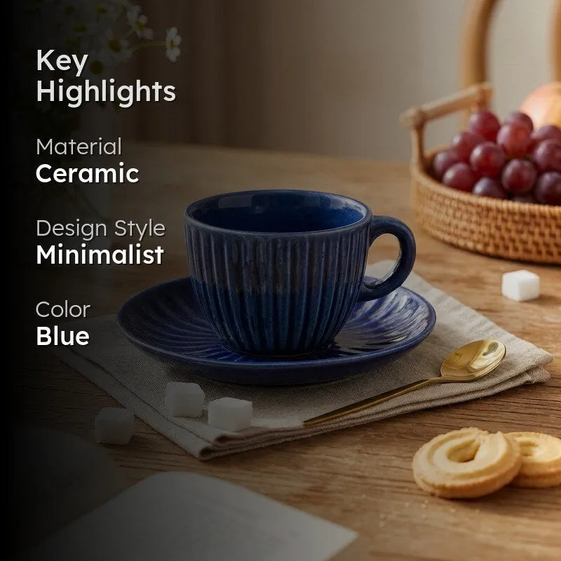 Siplet Cup & Saucer (Blue,150 mL) - Two Piece Set media 2