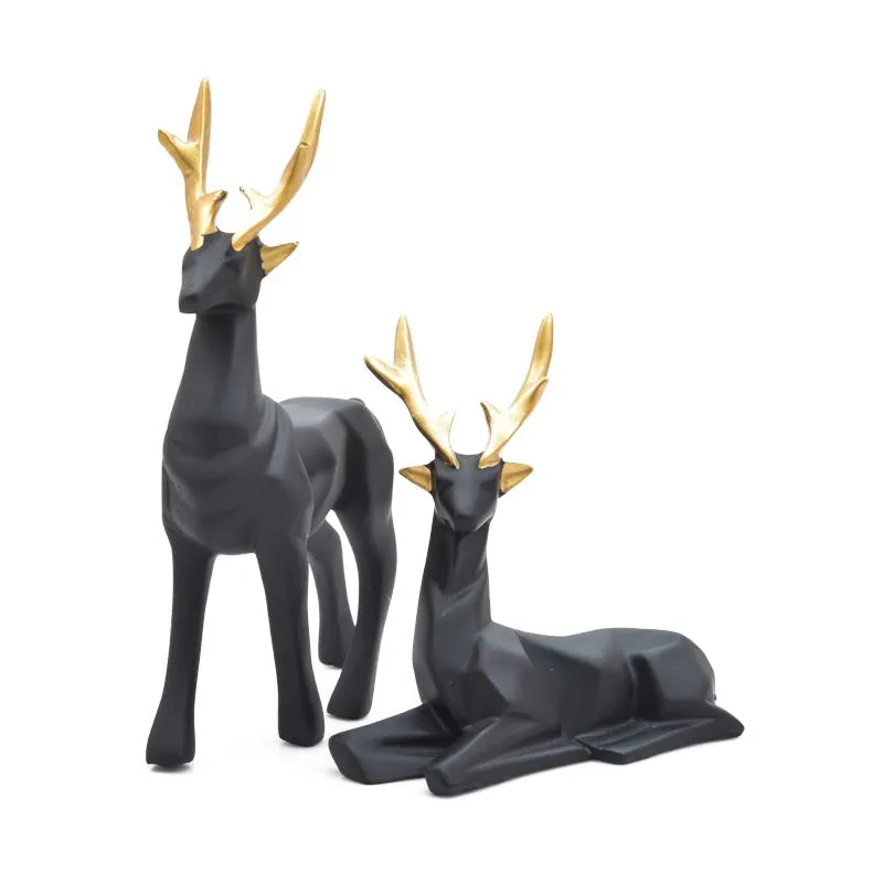 Deer Repose Showpiece (Black) - Set Of Two media 3