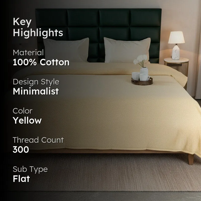 Axis Loom Cotton Bedsheet (Yellow) - 300 TC media 2