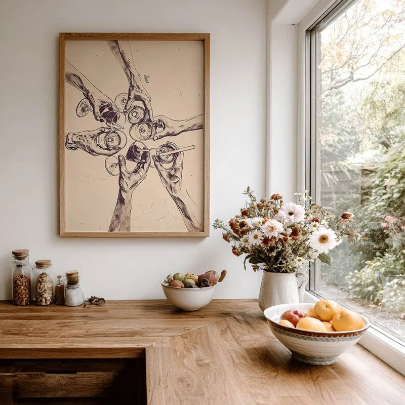 Sparkling Sip Archival Canvas Wall Art - Brown media 7
