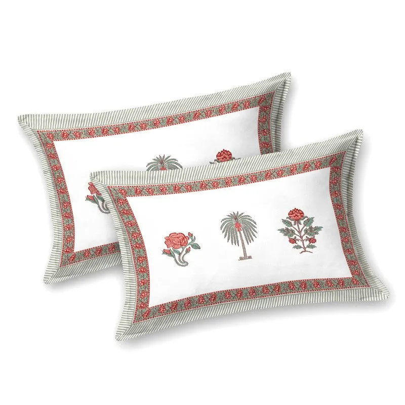 Ethnic Calm Cotton Bedsheet (Rust,White) - 120 TC media 4
