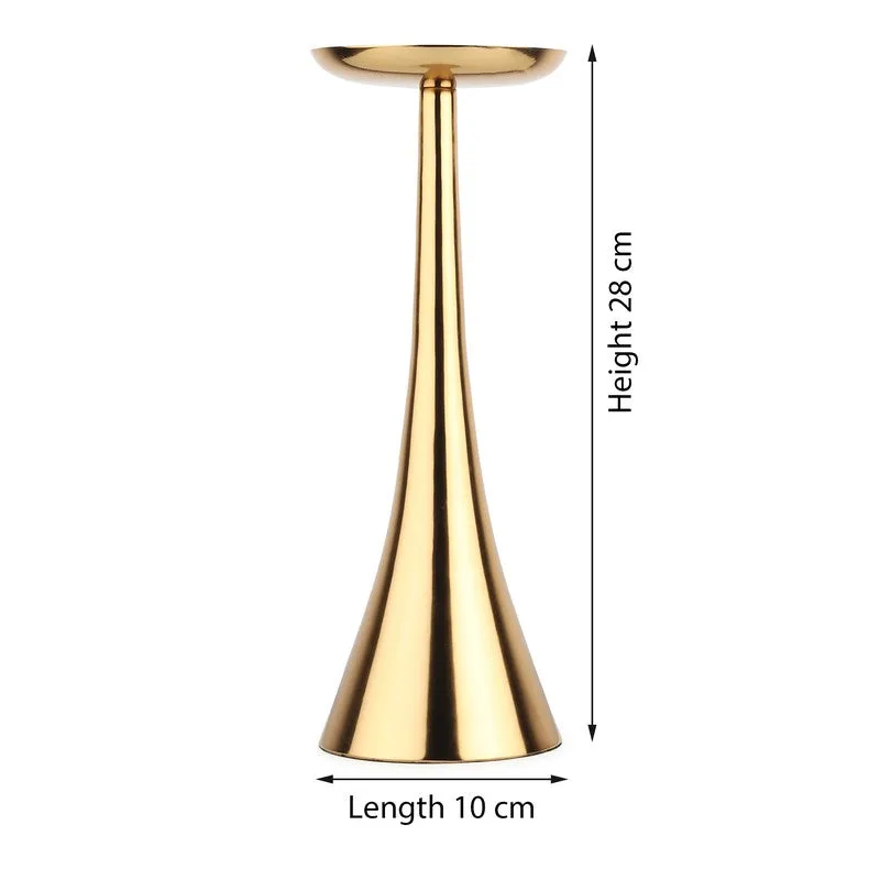 Aurelia Cone Pedestal Candle Holders (Gold) - Set Of Two media 6
