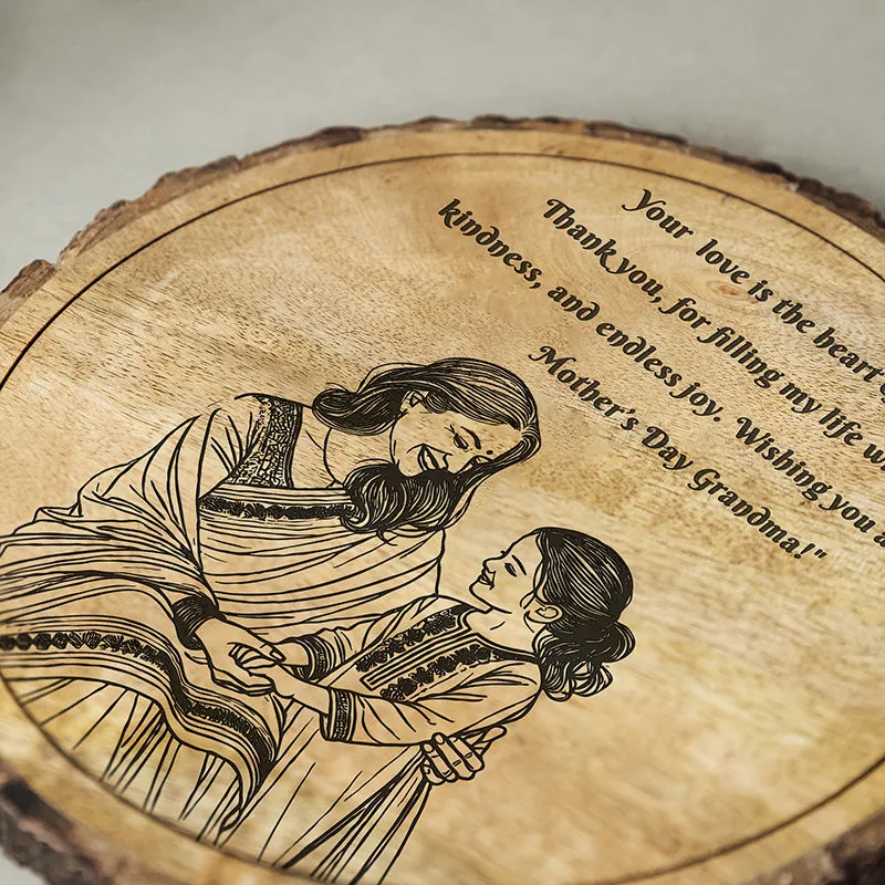 Mother's Day Wishes To Grandma Wood Showpiece - Round media 4