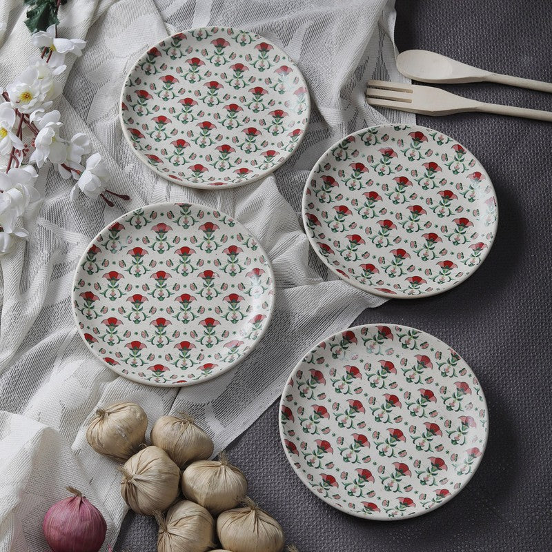 Vintage Petal Dinner Plates - Set Of Four