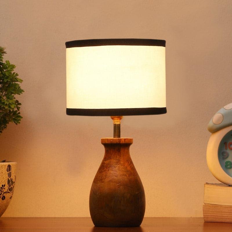Sheldo Pora Fabric Table Lamp - White,Brown