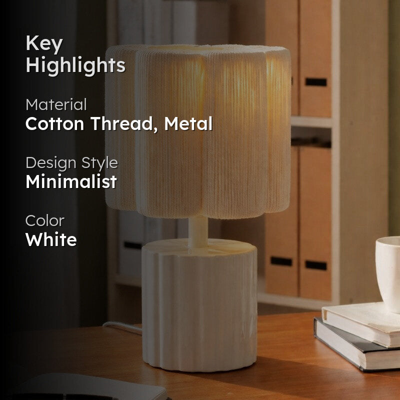 Rowan Designer Cotton Table Lamp - White media 2