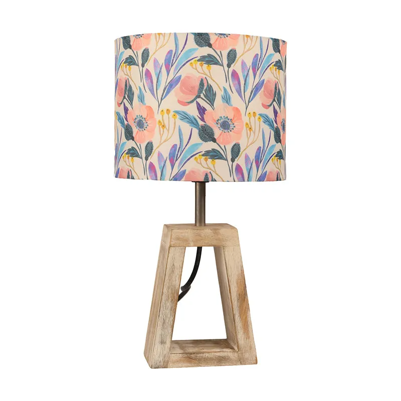 Painted Flower Fabric Table Lamp - Multicolor media 4