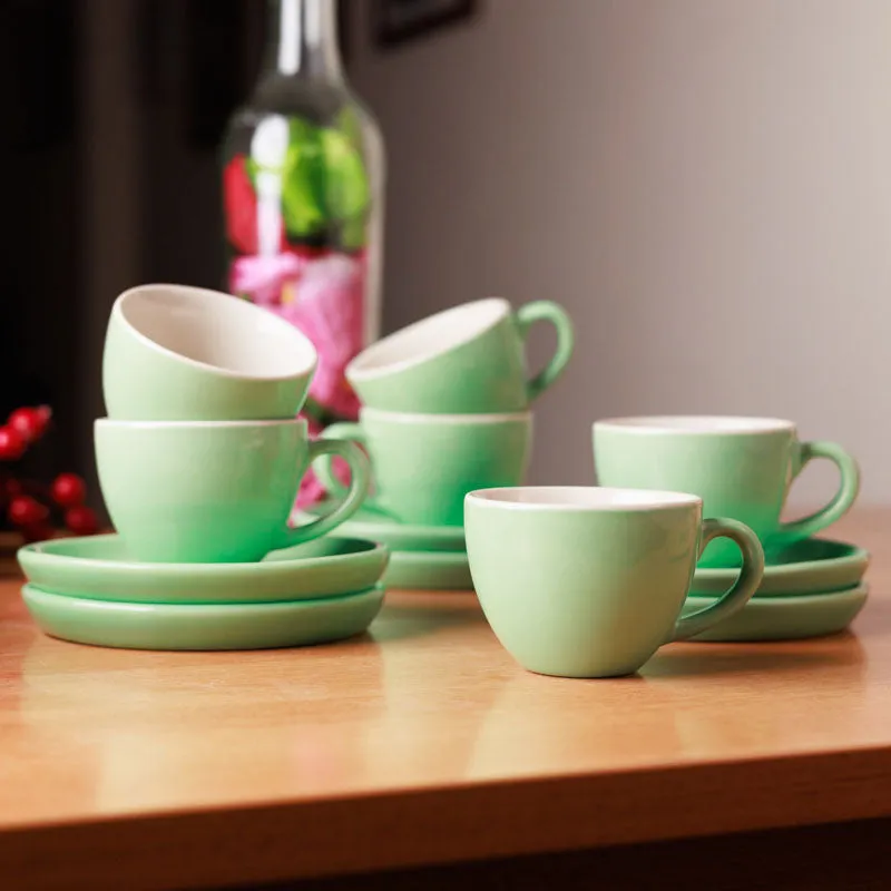 Blush & Brew Cup & Saucer (Mint/100 mL Each) - Set of Six media 3