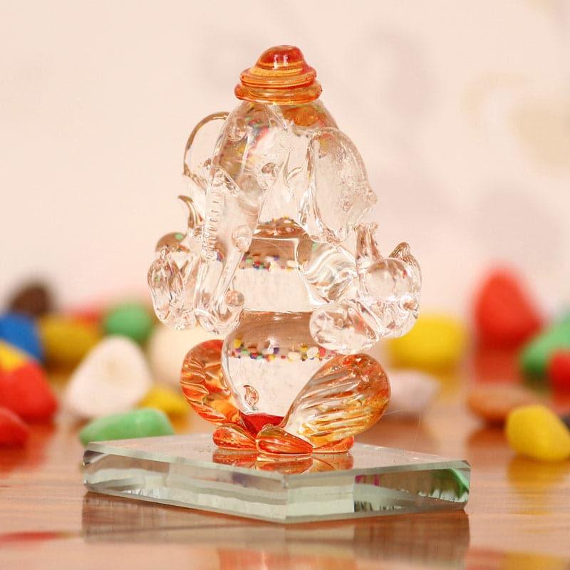 Crystal Ganesha Showpiece - Orange media 3