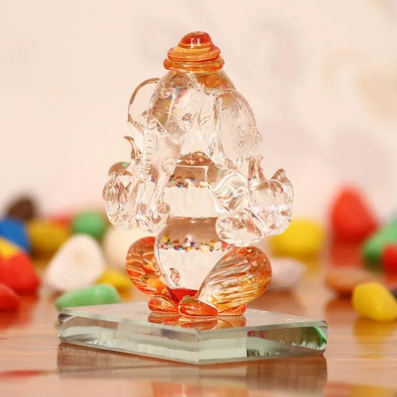 Crystal Ganesha Showpiece - Orange media 3