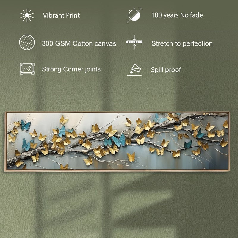 Bough of Blooms Canvas Wall Art With Frame - Gold & Grey media 3