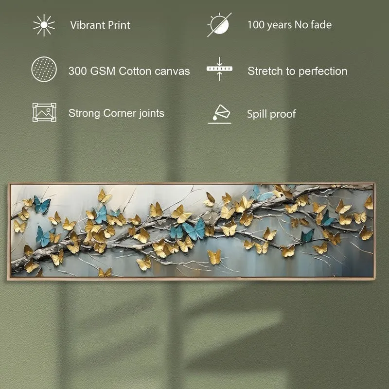 Bough of Blooms Canvas Wall Art With Frame - Gold & Grey media 3