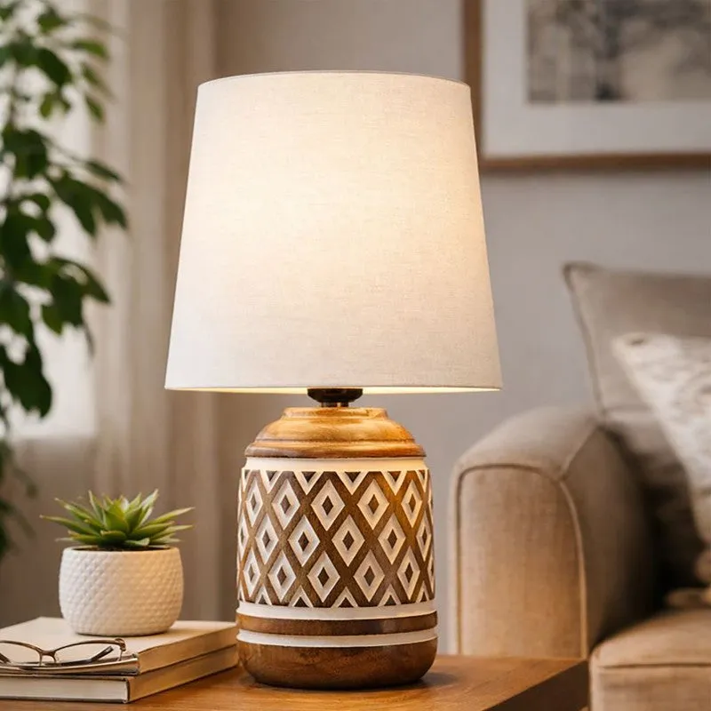 CleanEdge Wooden Table Lamp - White media 1