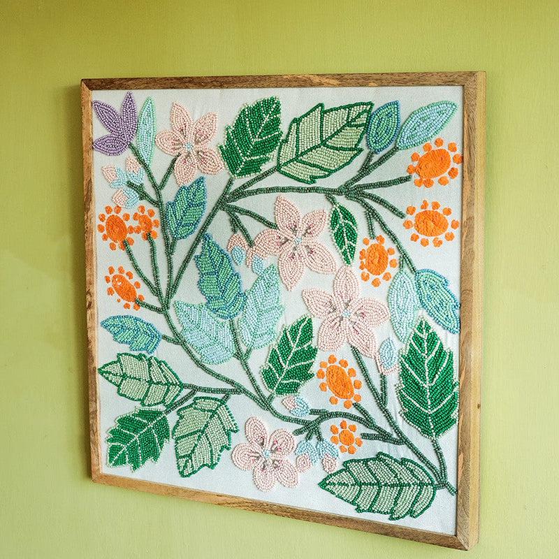 Beaded Eden Hand Embroidered Wall Accent With Wooden Frame media 3