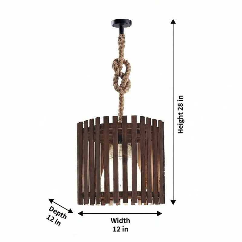 CageFacet Wooden Ceiling Lamp - Brown media 8