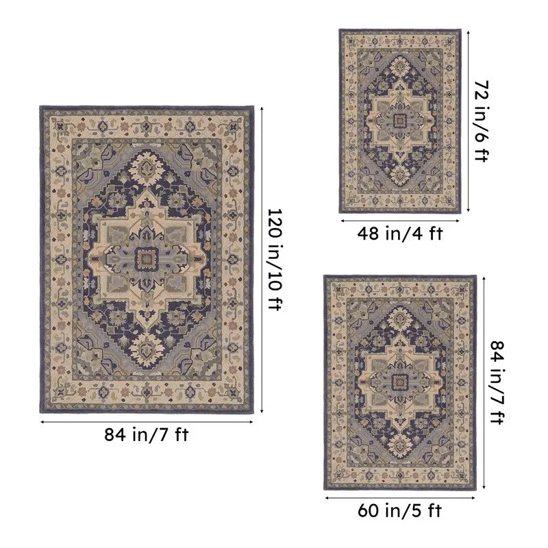 Pavati Hand Tufted Ethnic Wool & Nylon Carpet - Blue media 15