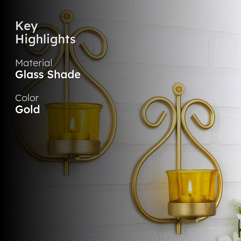 Aureate Candle Holder - Golden - Set Of Two media 2
