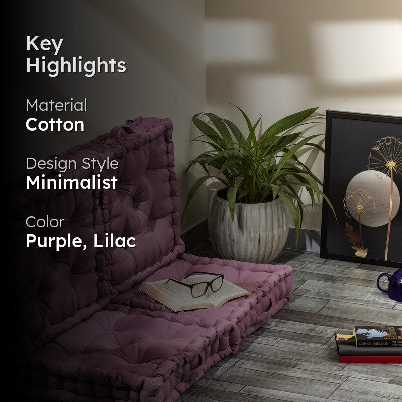 Marlon Cotton Floor Cushion (Lilac Purple) - Set Of Four media 2