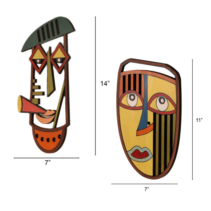Bhomi Mask Wooden Wall Accent - Set of Two media 6