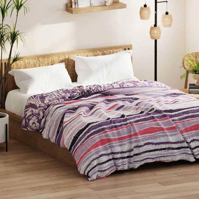 Arjia Floral Reversible Microfiber Comforter (Purple) - 120 GSM media 9