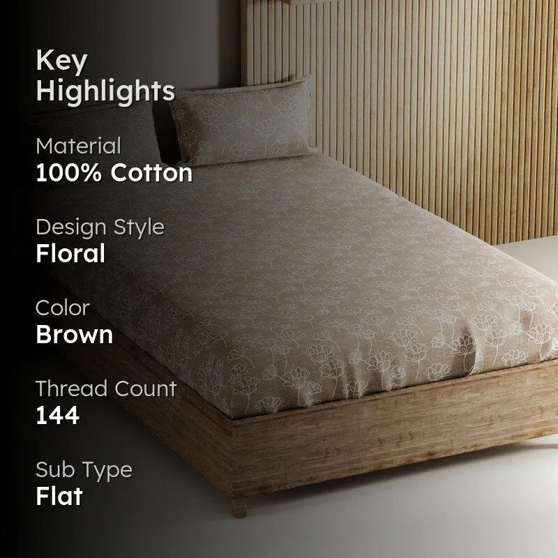 Belora Cotton Bedsheet (Brown) - 144 TC media 2