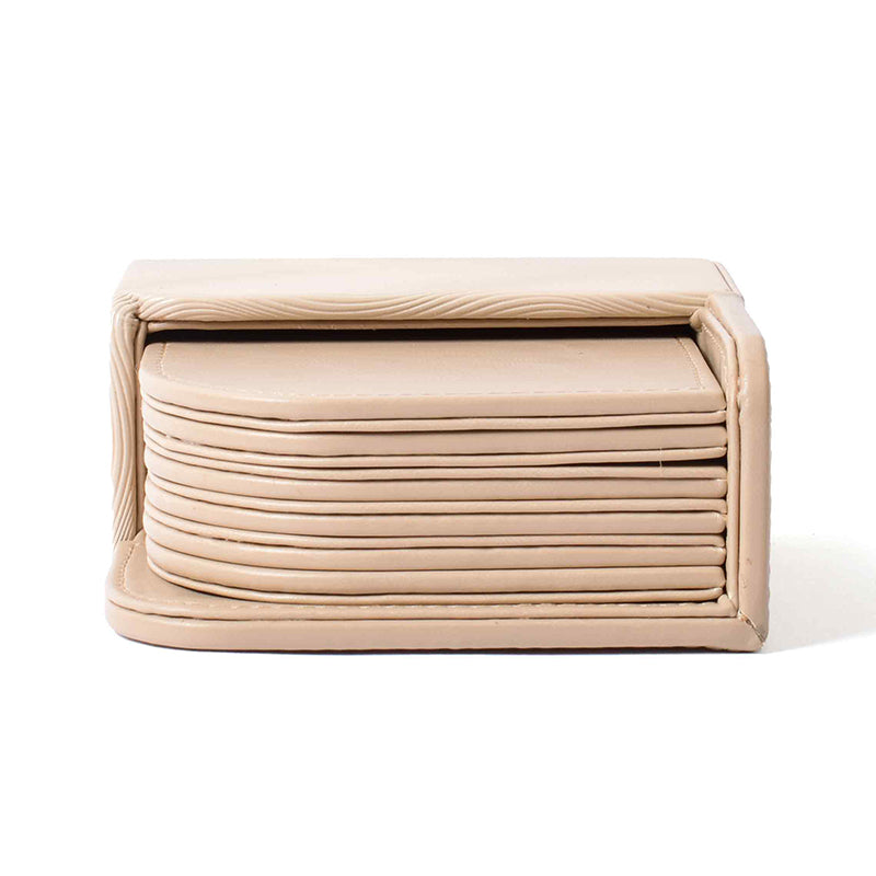 Veltrix Faux Leather Coaster (Beige) - Seven Piece Set media 6