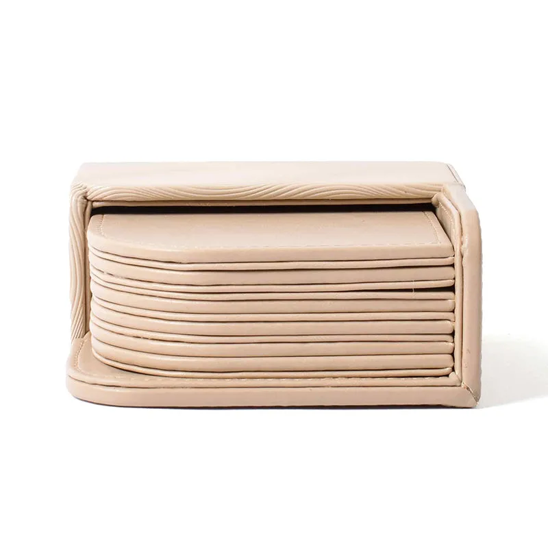 Veltrix Faux Leather Coaster (Beige) - Seven Piece Set media 6