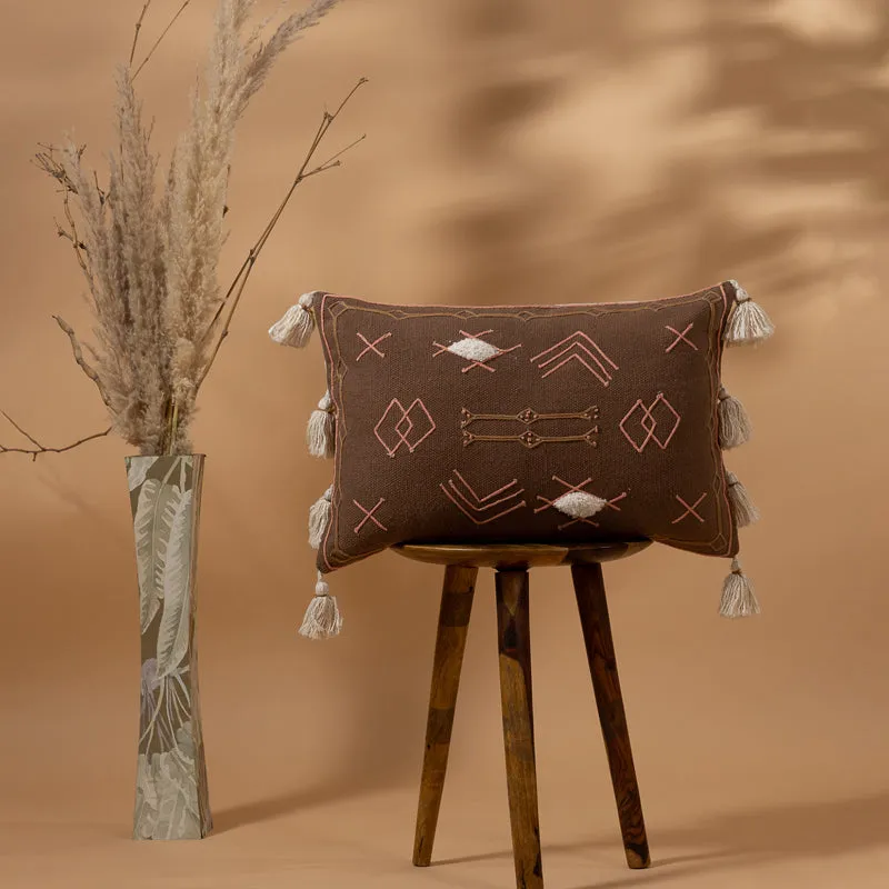 Tribal Glyph II Embroidered Cover - Brown media 1