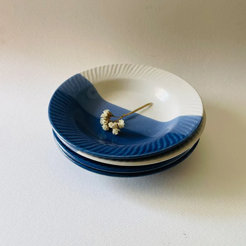 Yila Pasta Plate (White & Blue) - Set Of Four (7 Inches) media 3