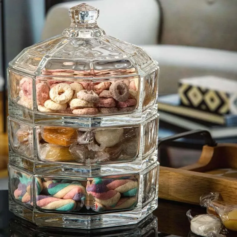 Treasure It Glass 3 Tier Storage Bowl With Lid - 260 ML media 1