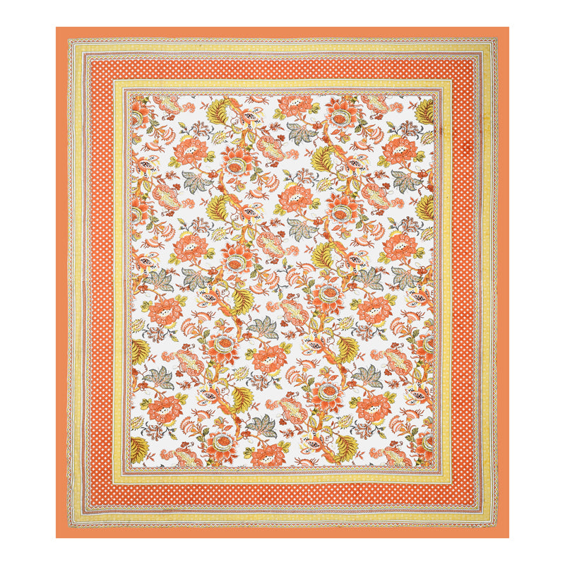 Gulab-E-Gulzaar Cotton Bedsheet (Orange) - 144 TC media 7