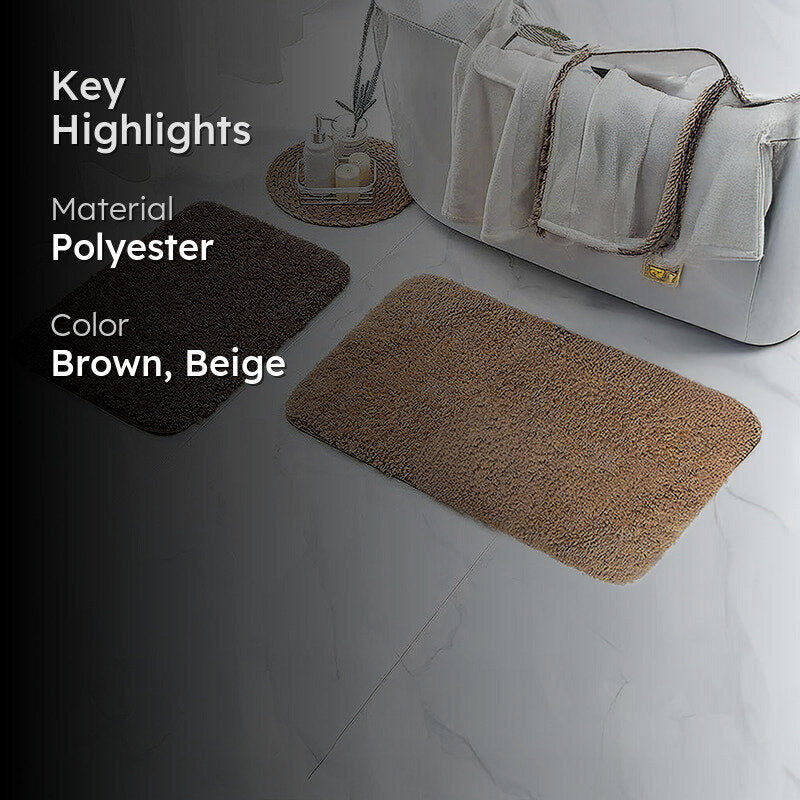 Nautica Cashmere Step Solid Anti-Skid Bath Mat (Tan & Brown) - Set Of Two media 2