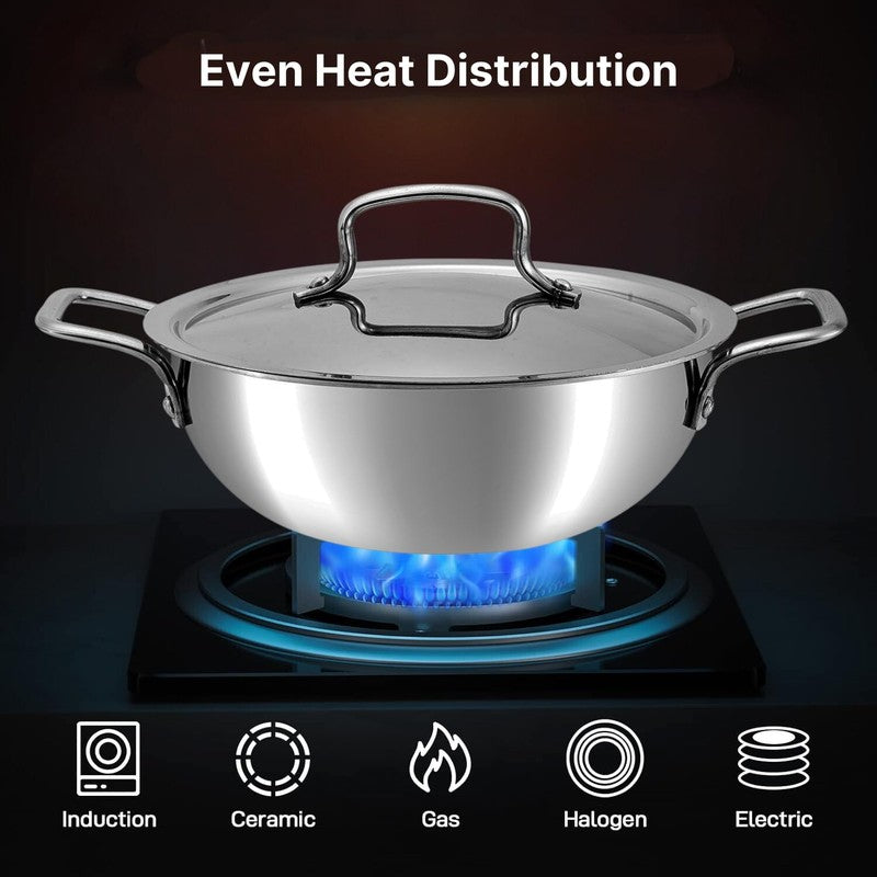Kraft Sizzle Mate Kadhai and Frying Pan with Lid (2400 mL & 1600 mL) - Two Piece Set media 9