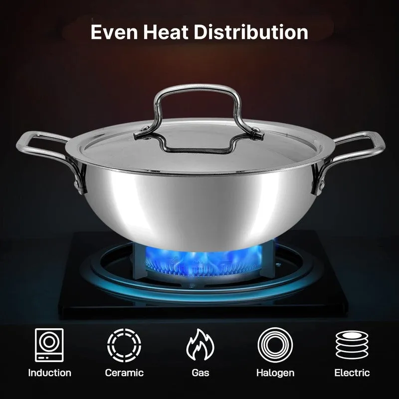 Kraft Sizzle Mate Kadhai and Frying Pan with Lid (2400 mL & 1600 mL) - Two Piece Set media 9