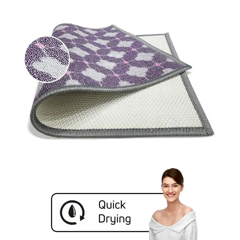 Zylo Geometric Nylon Door Mats - Purple,Grey media 4