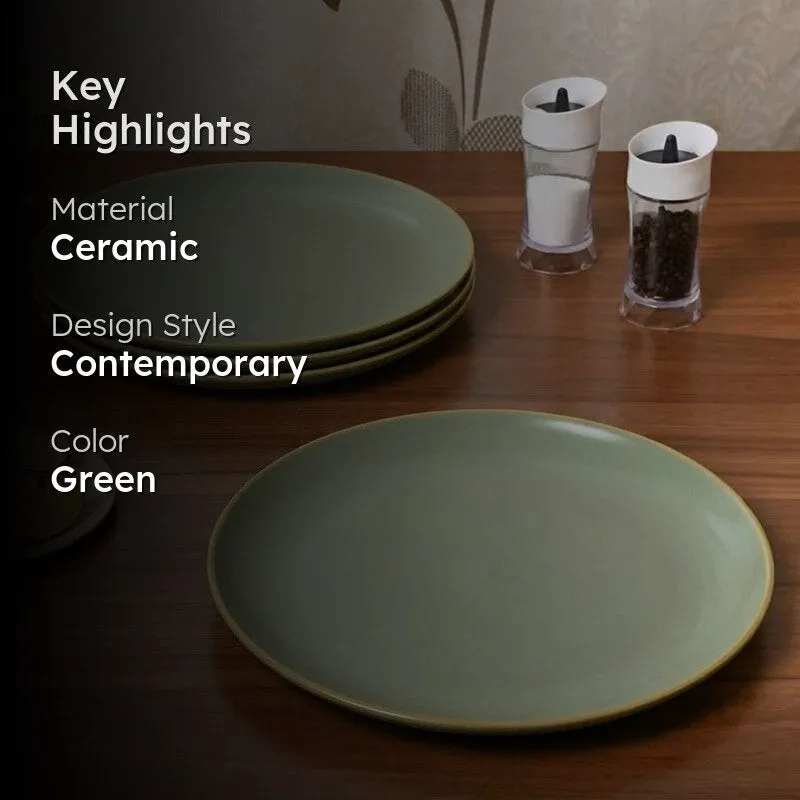 Ceramic Dinner Plates (Green) - Set of Four media 2
