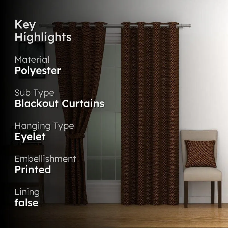 Swayam Jonika Jacquard Curtain - Brown media 2