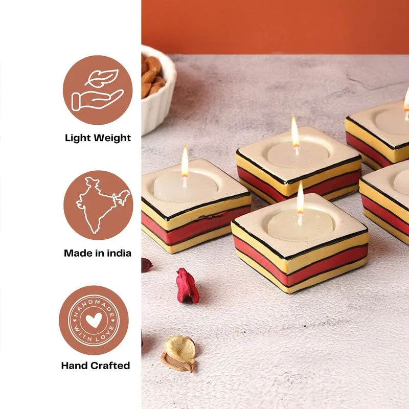 Rivaayat Tea Light Holders Red,Yellow media 6