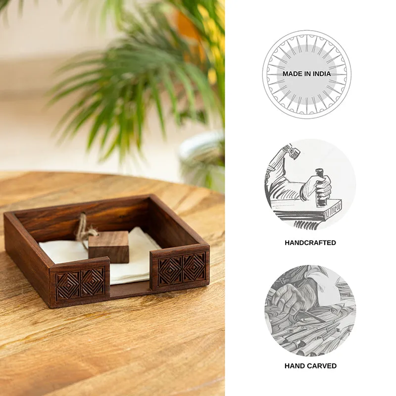 Iza Sheesham Wood Tissue Holder media 5