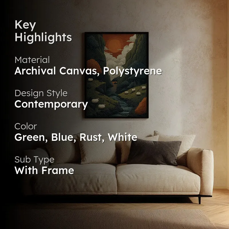 Aurora Valley Canvas Wall Painting - Black Frame media 2