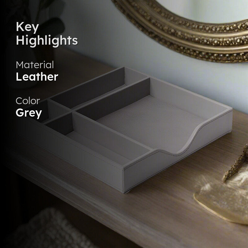 Veltrix Cube Faux Leather Desk Organiser - Grey media 2