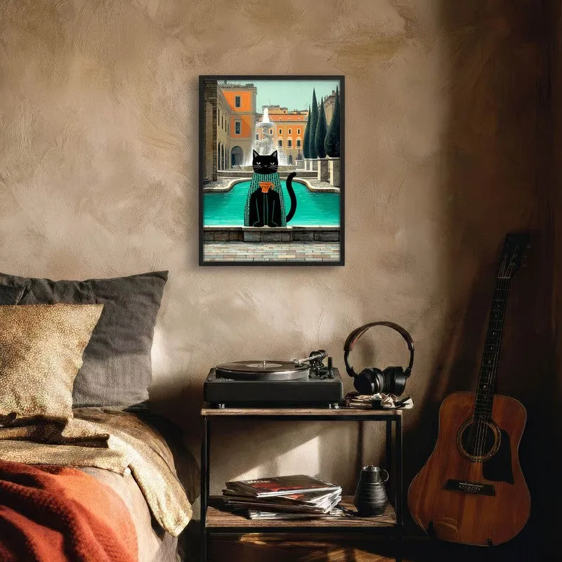 Quiet City Cat Wall Painting With Frame media 6