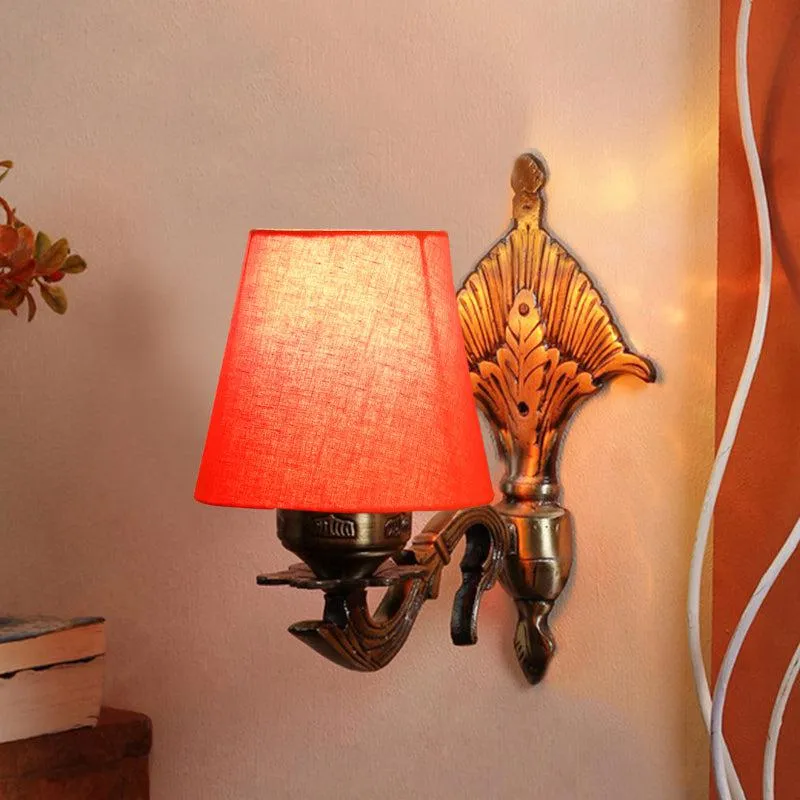 Magda Masique Conical Fabric & Metal Wall Lamp - Orange media 1
