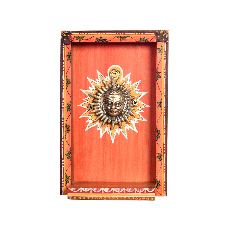 Brass Surya Dev I Wooden Wall Accent media 3