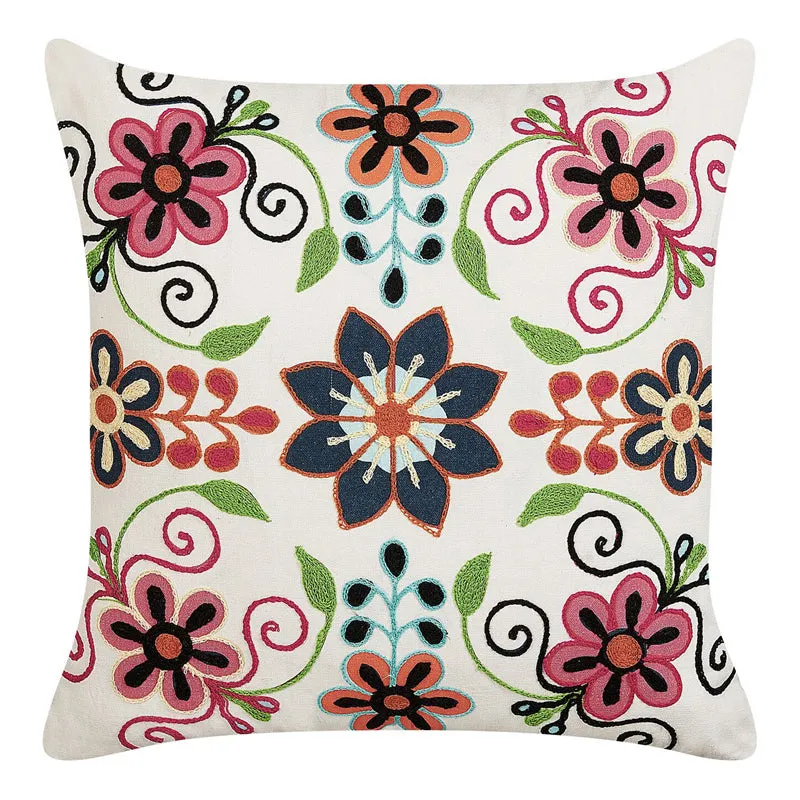 Flora Rangoli Embroidered Cushion Cover media 7